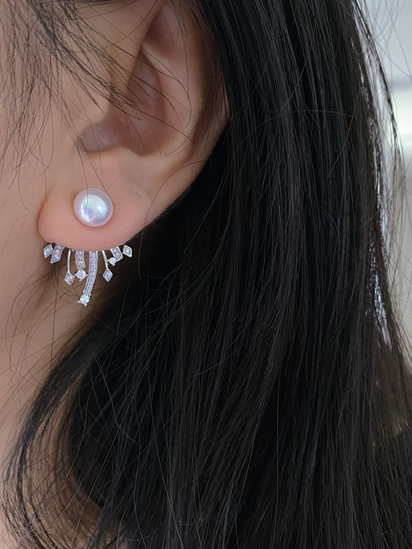 Convertible Pearl Firework Earrings 2 in 1 Sparkling Detachable Studs