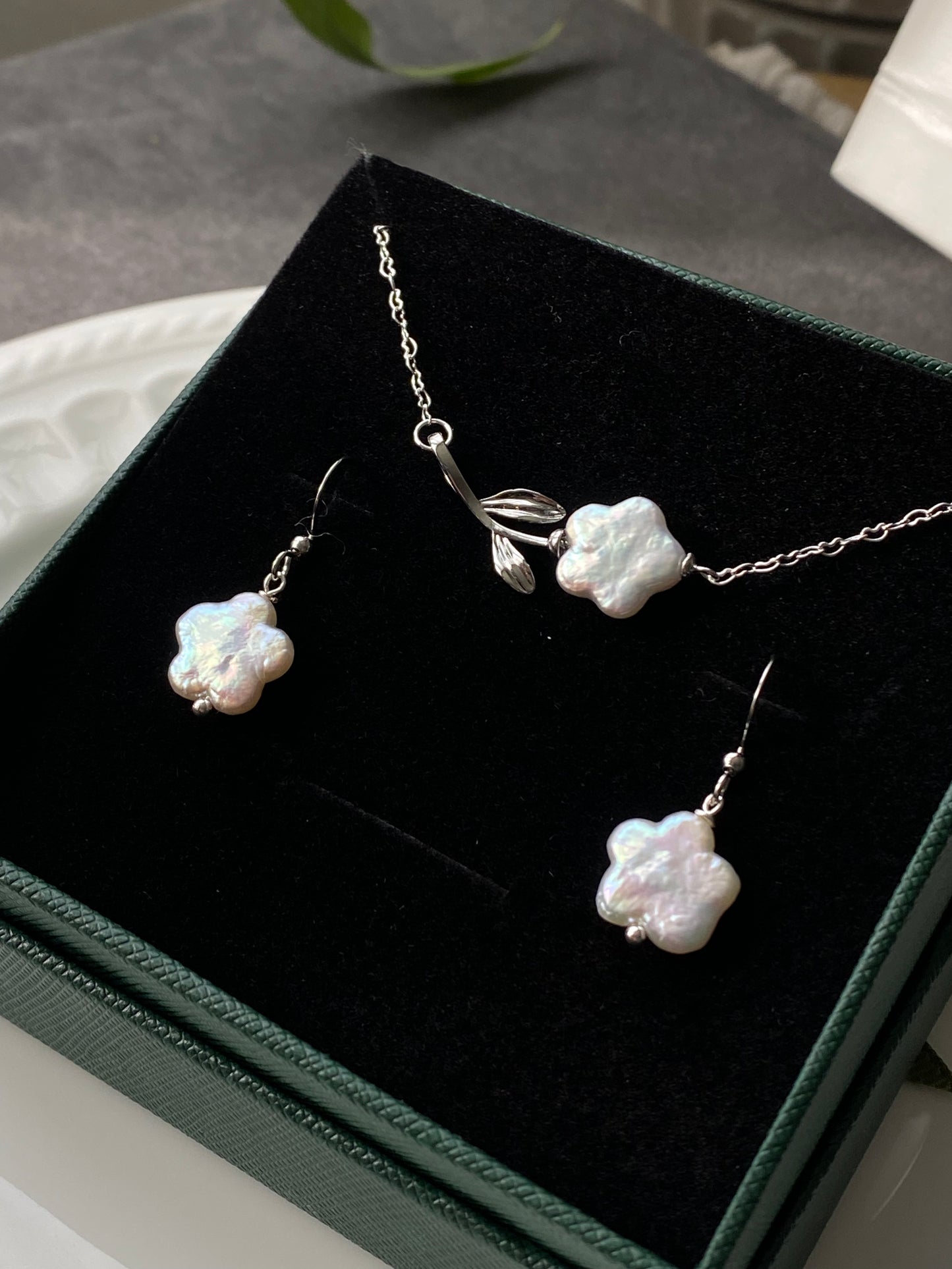 Cherry Blossom Baroque Pearl Set | Romantic Jewelry | Love-Inspired Earrings and Necklace