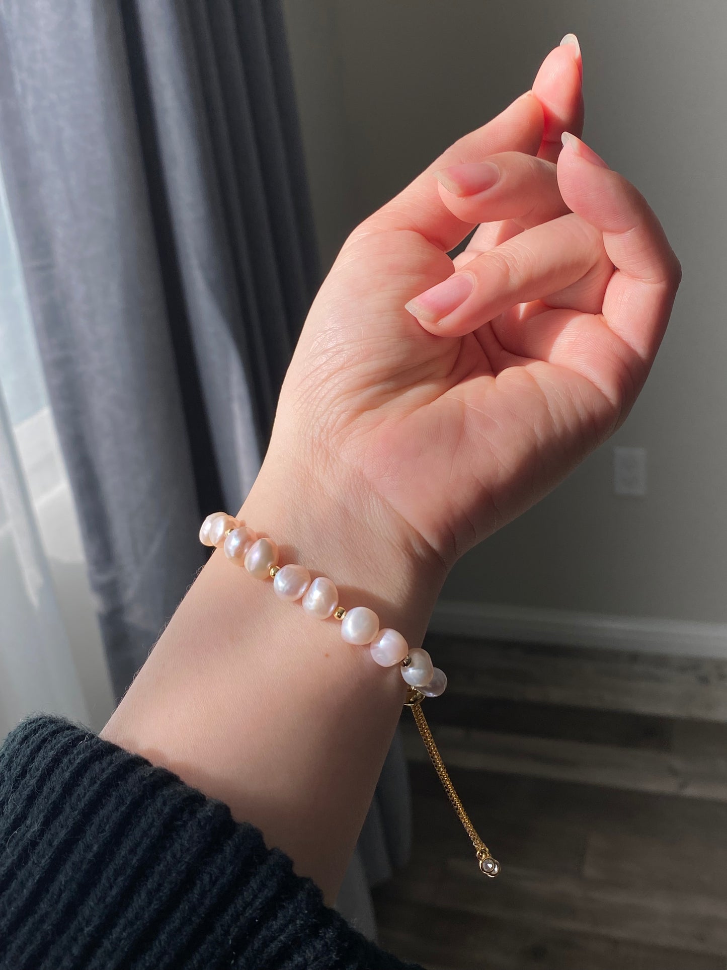 Natural Freshwater Baroque Pearl Cherry Blossom Pink Adjustable Bracelet  | Perfect Valentine's Day Gift | Elegant