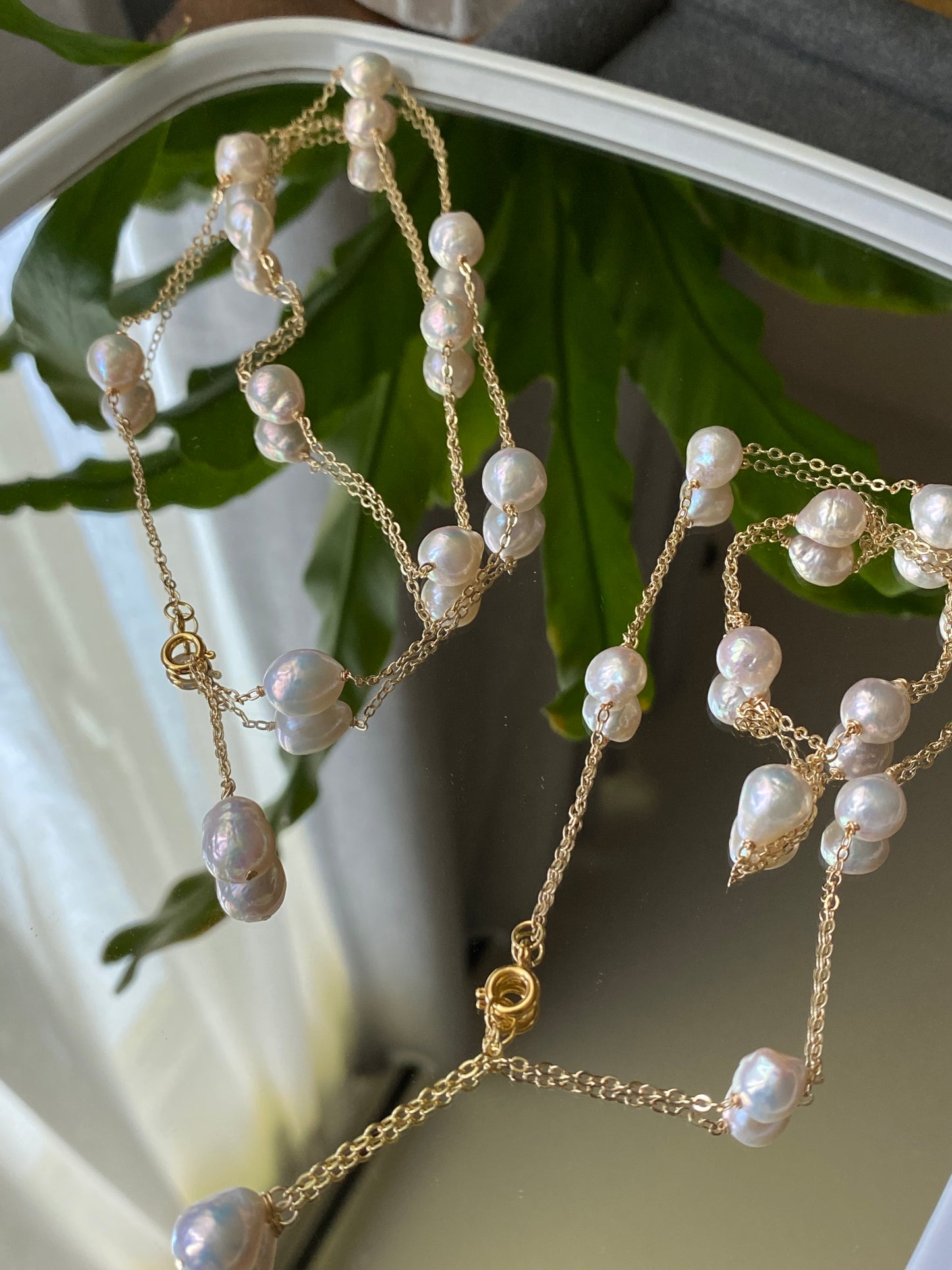 14k Gold baroque Pearl Necklace, Dainty Freshwater Pearl multiple use Necklace,  Bridesmaid Gifts