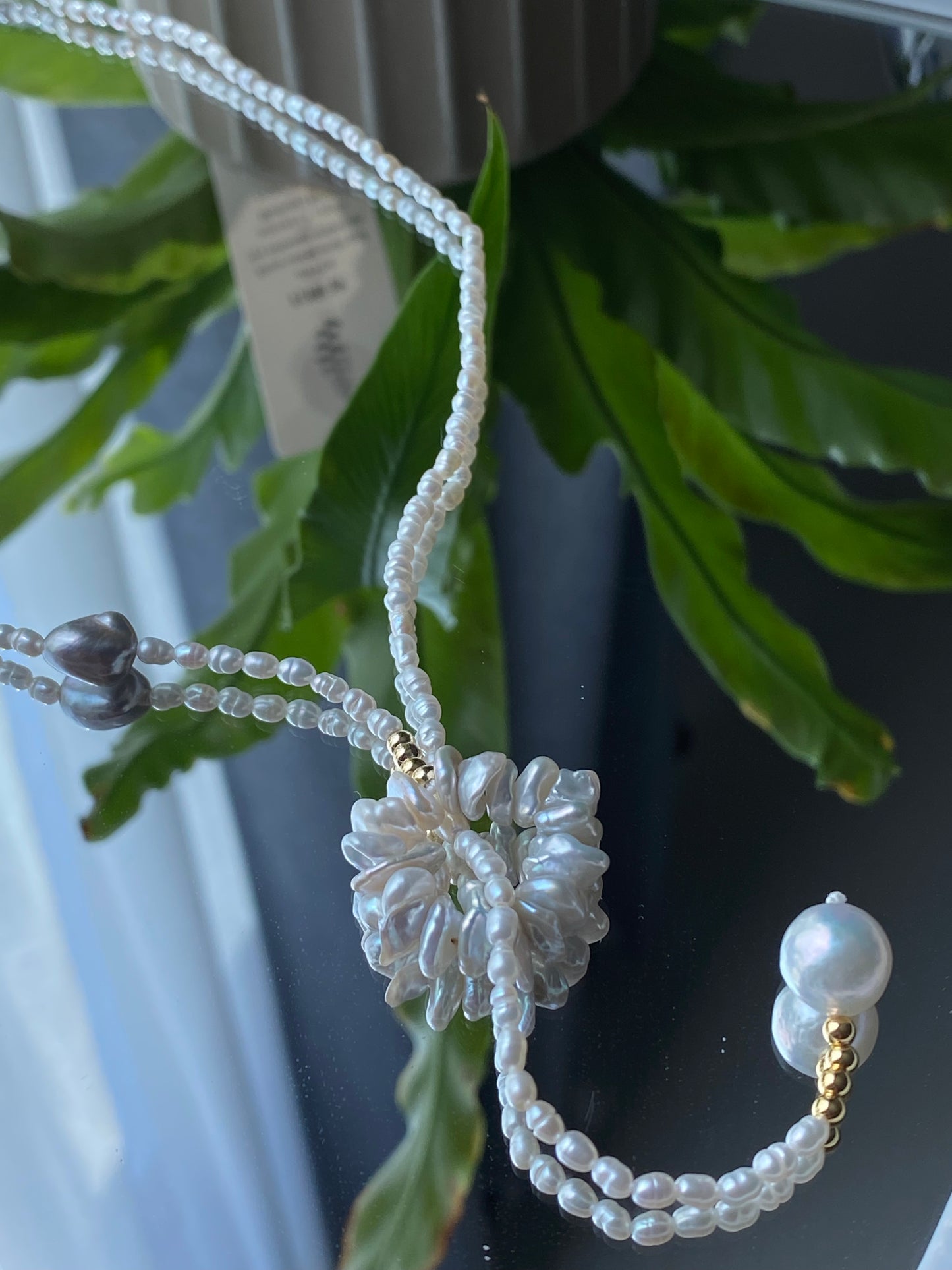 Handmade fresh water keshi pearls with akoya pearls flower multiple use necklace,triple wrap bracelet, chrismas gift