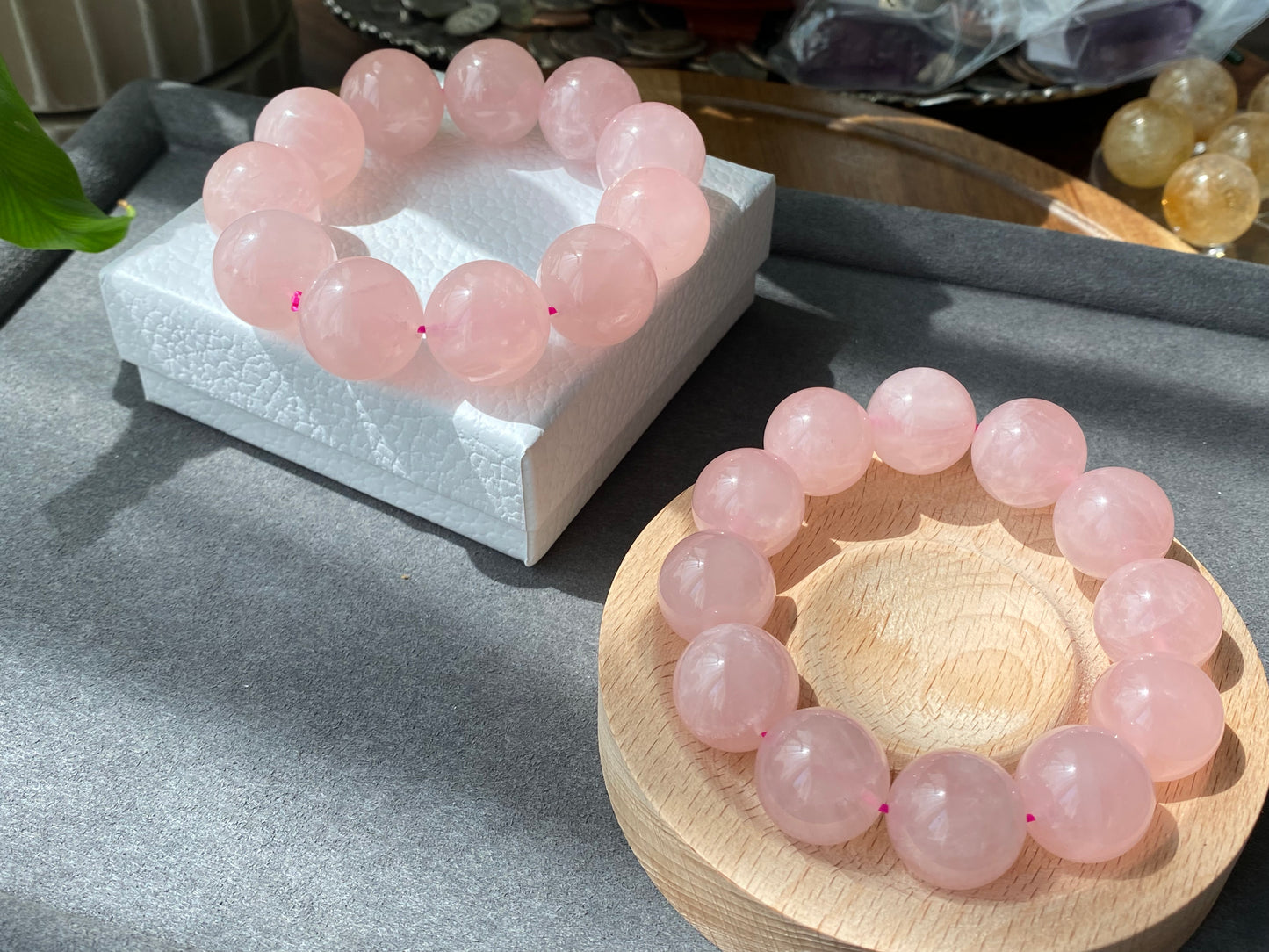 20mm Gym Huge size Natural Rose Quartz,pink crystal Round Bead Bracelet,gift for her sphere on wristen