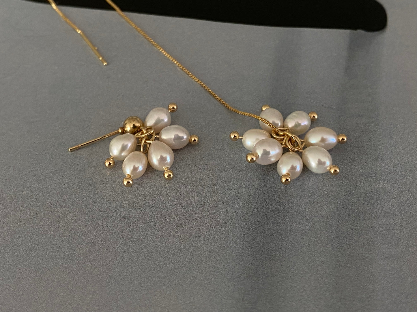 summer fun freshwater pearls firework style A and B dangle drop studd earrings, gift for her