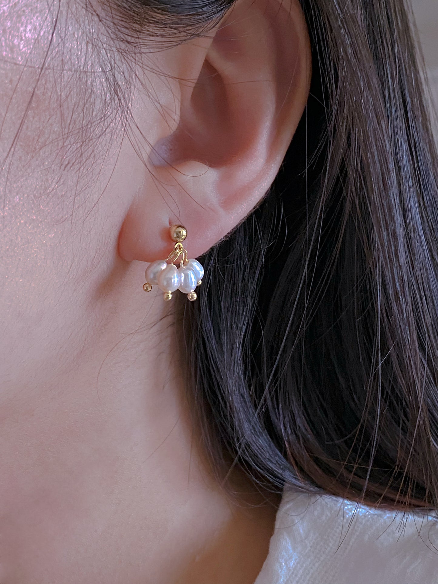 summer fun freshwater pearls firework style A and B dangle drop studd earrings, gift for her