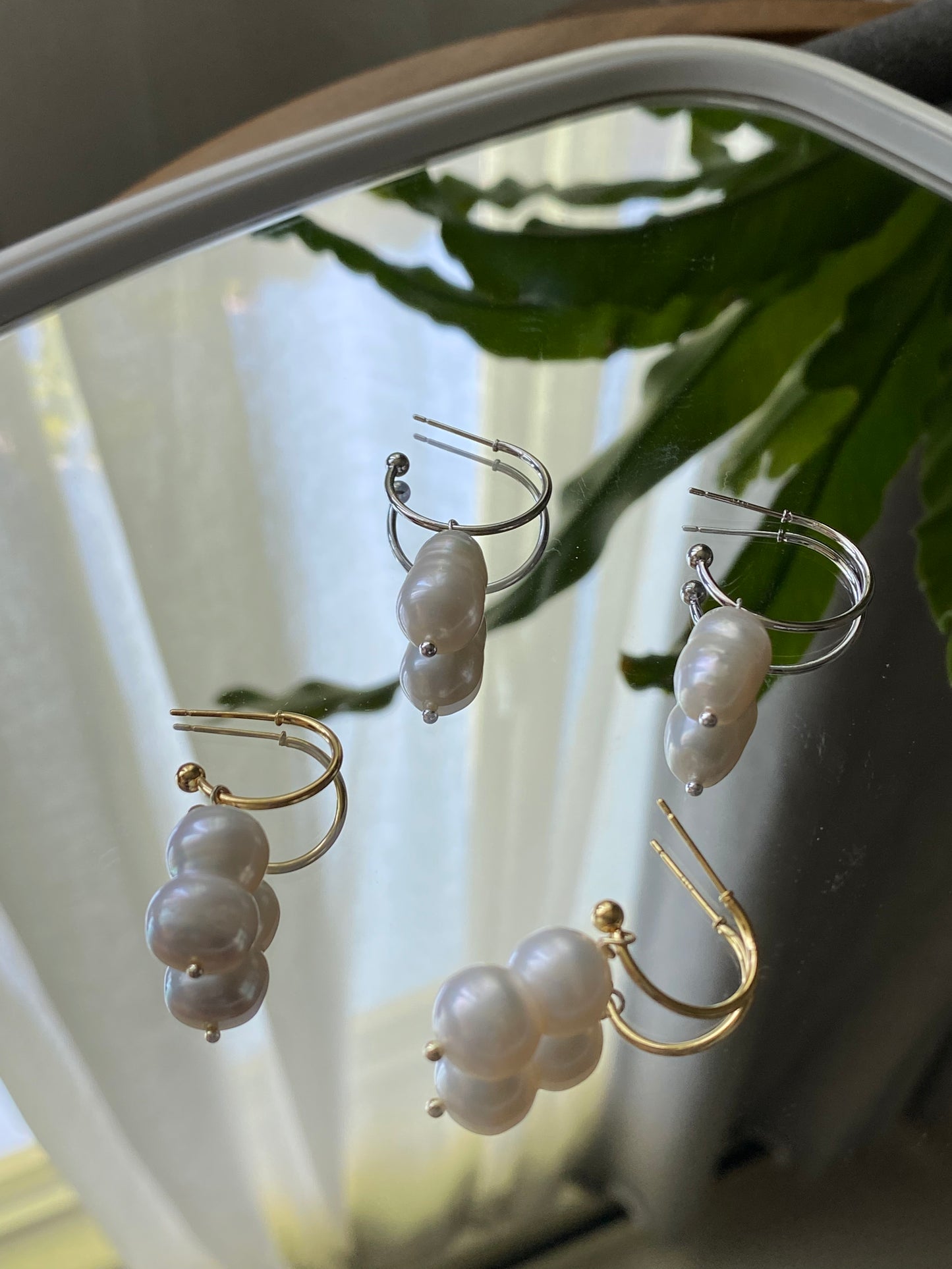 Natural freshwater pearls baroque dangle earring, Large Baroque Pearl, White Baroque Pearl, Wedding Earrings, June Birthstone, Bridesmaid Earrings