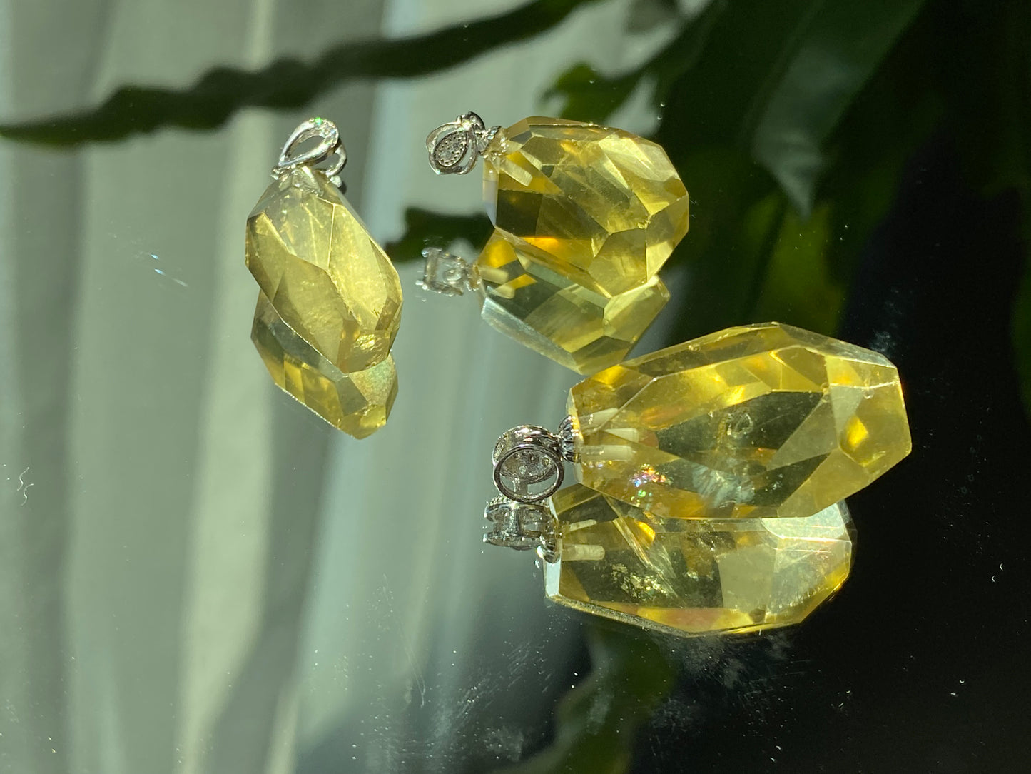 High Grade more clear natural lemon Citrine pendant hand carved Cutting Rectangular,Modified Brilliant shin,gift for her