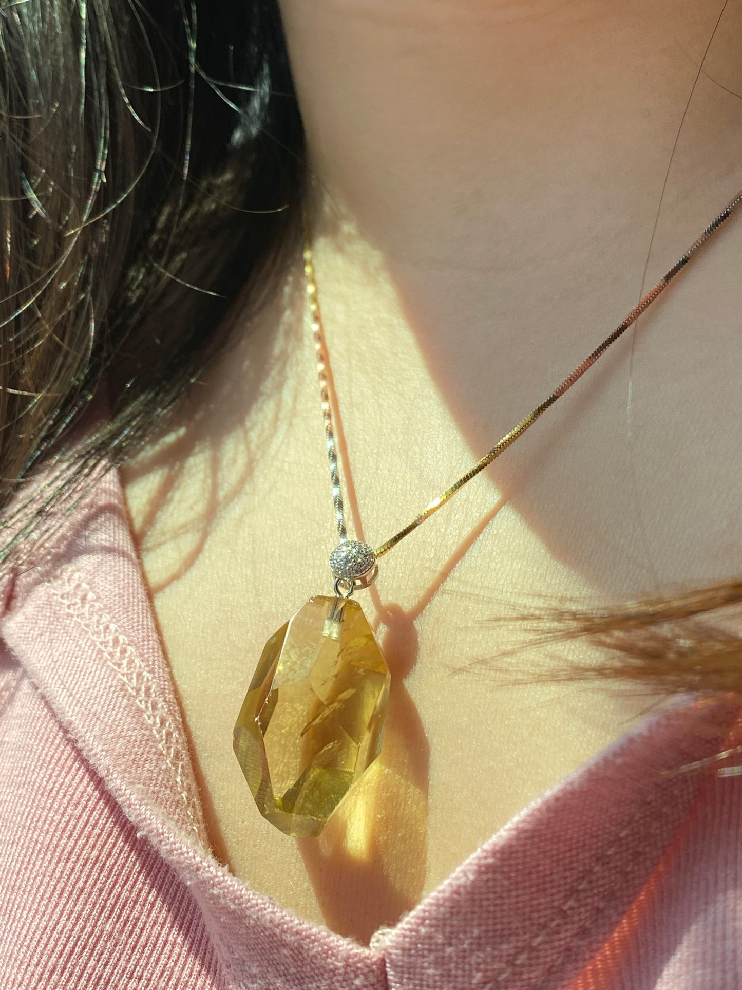 High Grade more clear natural lemon Citrine pendant hand carved Cutting Rectangular,Modified Brilliant shin,gift for her