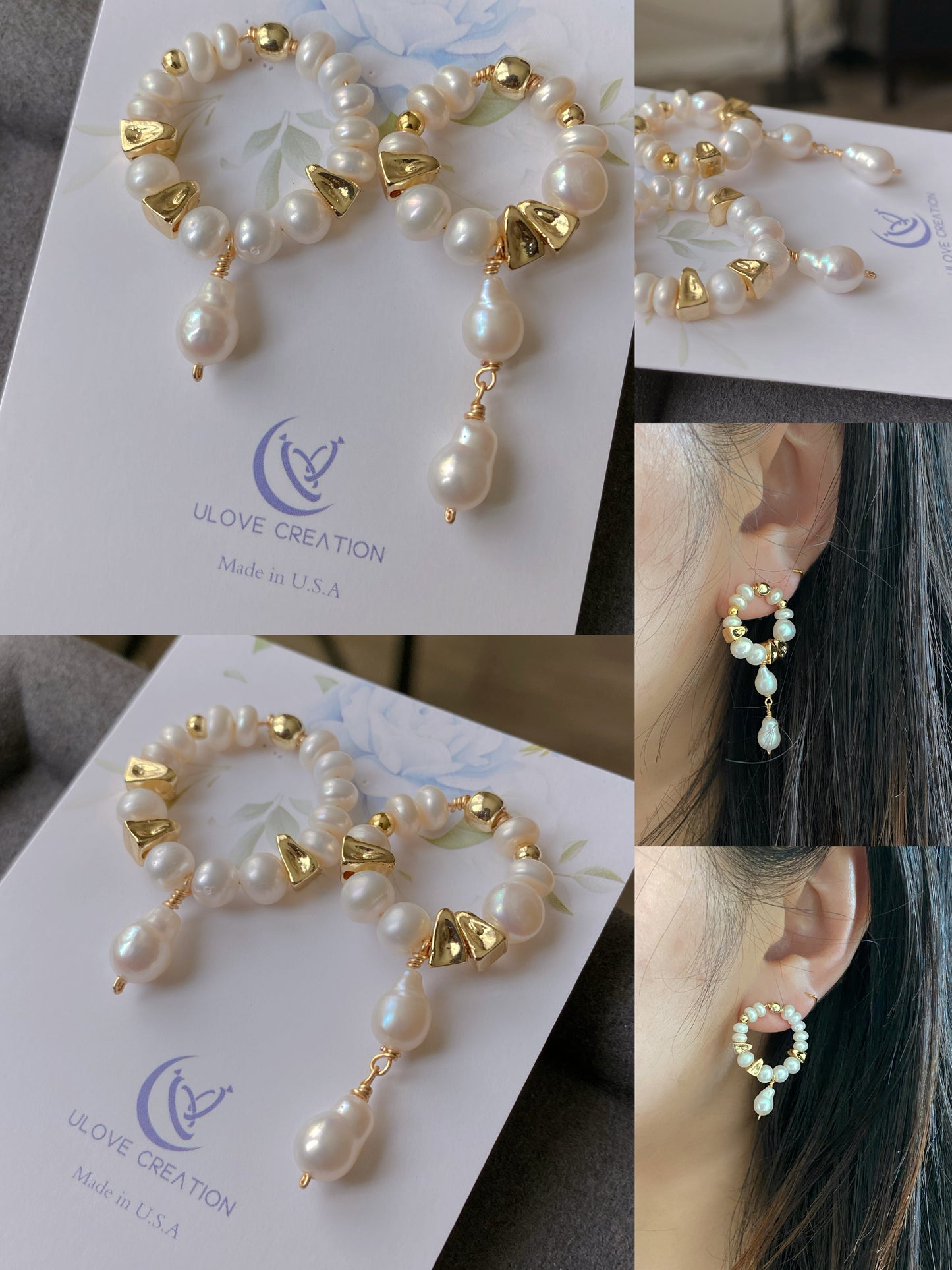 Natural freshwater baroque pearls rainbow vintage earring,gift for her, christmas gift