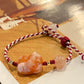 Natural hand carved flower agate,sakura agate,cherry blossom agate cat rope bracelet,self-grow and love