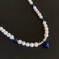 freshwater pearls with lapis lazuli vintage beach style necklace,gift for her,mother's day gift