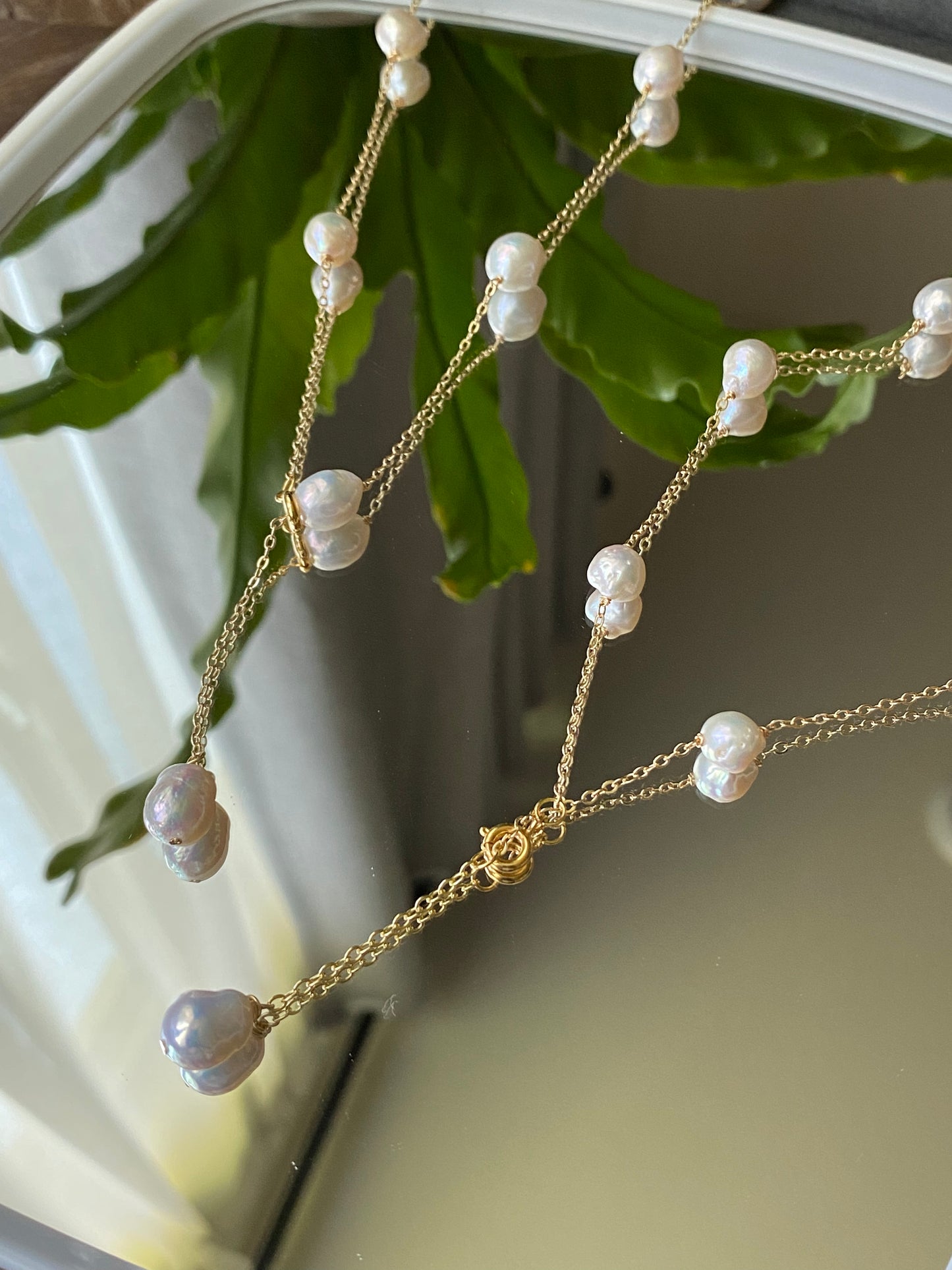 14k Gold baroque Pearl Necklace, Dainty Freshwater Pearl multiple use Necklace,  Bridesmaid Gifts