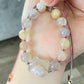 Natural sakura agate, flower agate hand carved kitty cat head beads bracelet,custom made