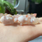 Natural Sakura Agate,flower agate hand carved bunny,rabbit beads bracelet,gift for her