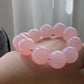 20mm Gym Huge size Natural Rose Quartz,pink crystal Round Bead Bracelet,gift for her sphere on wristen