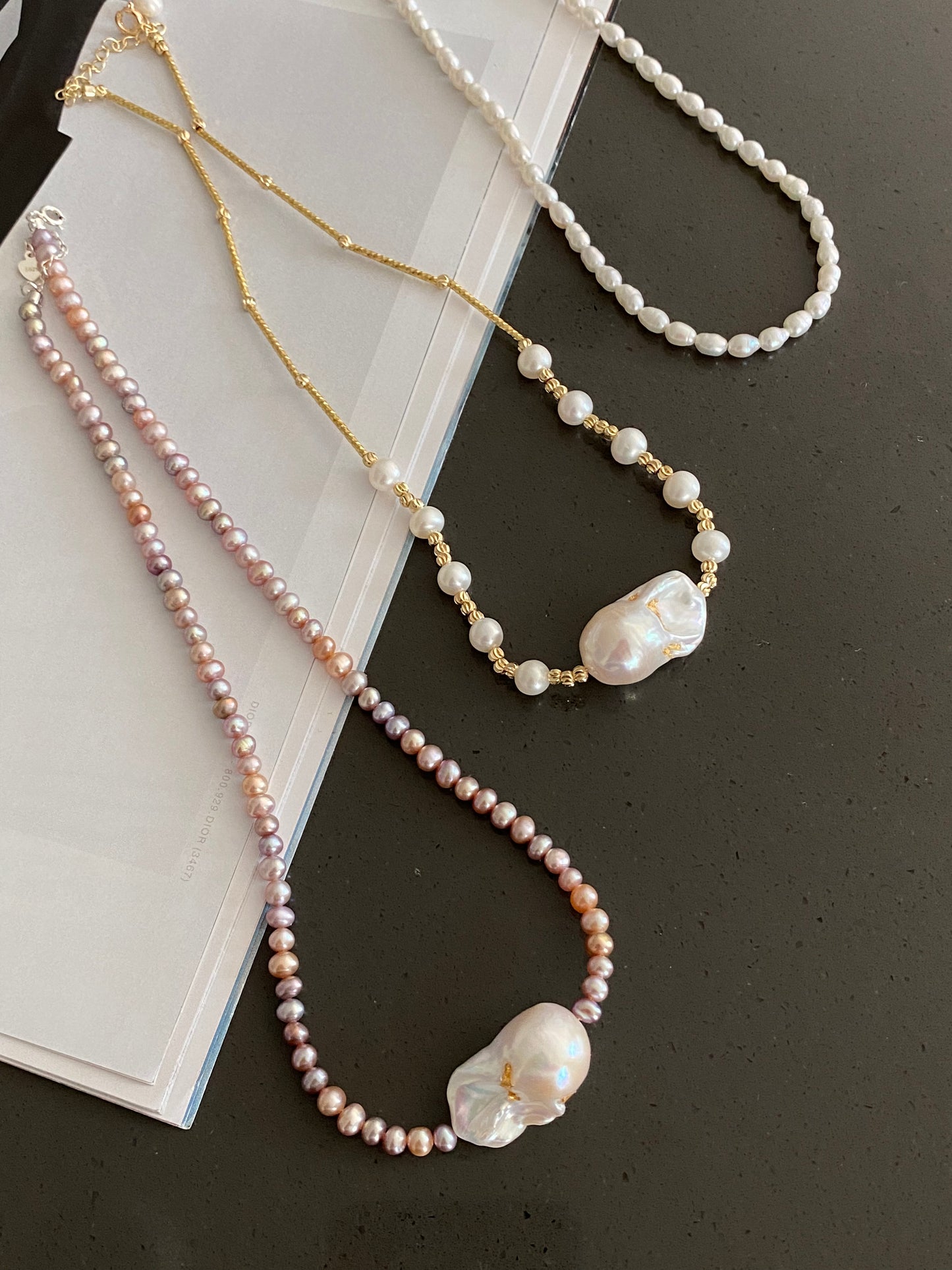 Fresh water pearls bright iridescent big baroque flame ball,fish tail baroque luster with gold pearls necklace