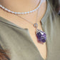 Natural Raw Amethyst rock Sterling silver Raw Crystal Necklace, Natural Amethyst Jewelry, Empath Protection Necklace