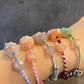 Natural hand carved flower agate,sakura agate,cherry blossom agate cat rope bracelet,self-grow and love