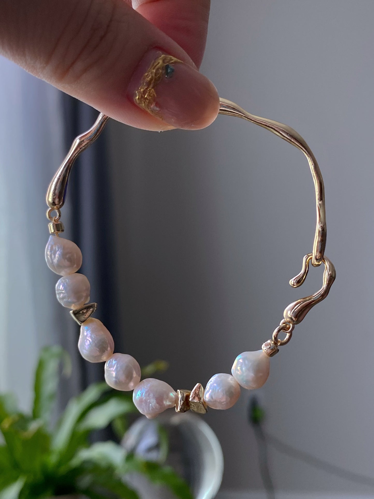 Natural freshwater baroque pearls Lava 14K gold filled bracelet,morther's day gift,wedding gift