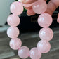 20mm Gym Huge size Natural Rose Quartz,pink crystal Round Bead Bracelet,gift for her sphere on wristen