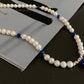 freshwater pearls with lapis lazuli vintage beach style necklace,gift for her,mother's day gift