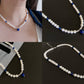 freshwater pearls with lapis lazuli vintage beach style necklace,gift for her,mother's day gift