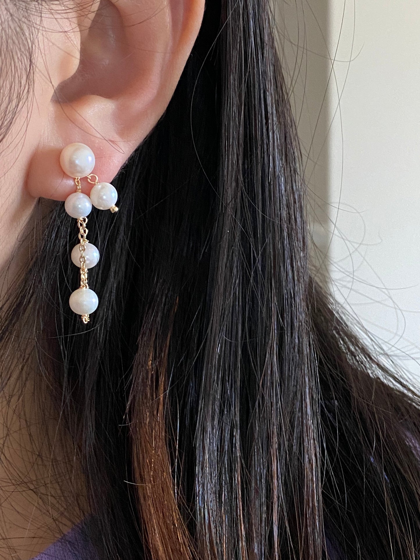 Multiple use Natural Fresh Water Pearl Drop Earrings, Dainty Dangle Pearl Earrings, Bridal Jewellery, Multiple Pearl, Wedding Earrings, Bridesmaid Gift,Made in the USA,custom length