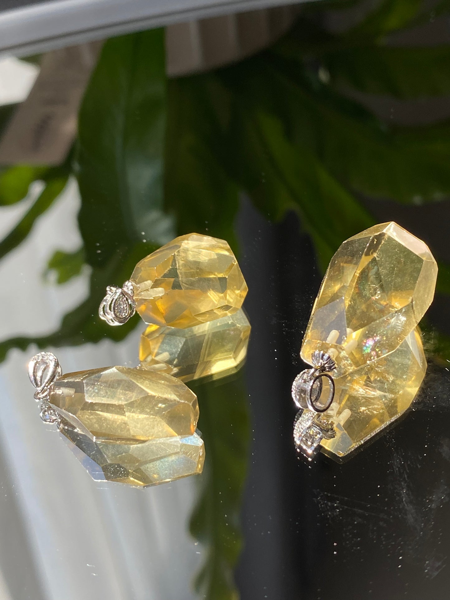 High Grade more clear natural lemon Citrine pendant hand carved Cutting Rectangular,Modified Brilliant shin,gift for her