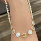 Summer Fun Natural freshwater baroque pearls with Prehnite daisy Flower elegant necklace,earring,bracelet set,