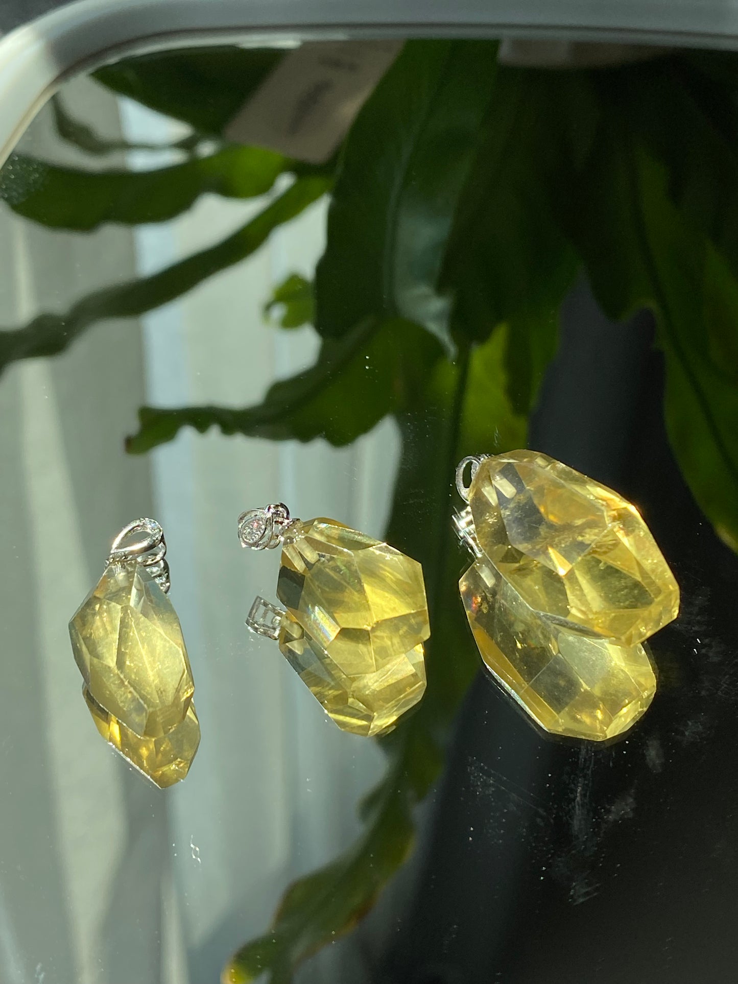 High Grade more clear natural lemon Citrine pendant hand carved Cutting Rectangular,Modified Brilliant shin,gift for her