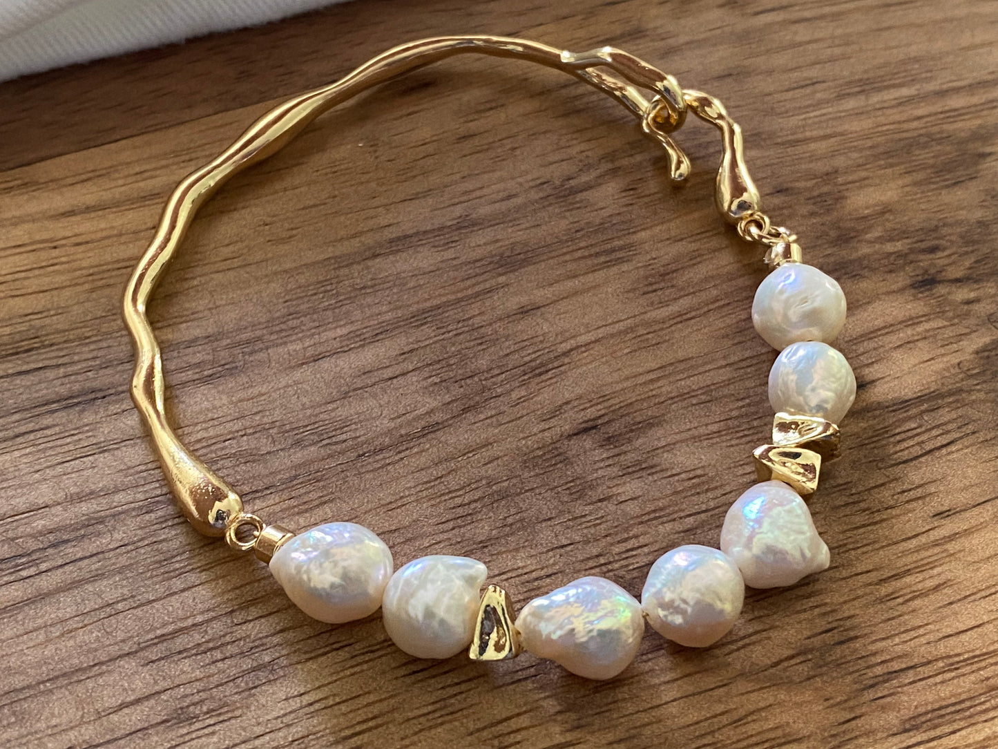 Natural freshwater baroque pearls Lava 14K gold filled bracelet,morther's day gift,wedding gift