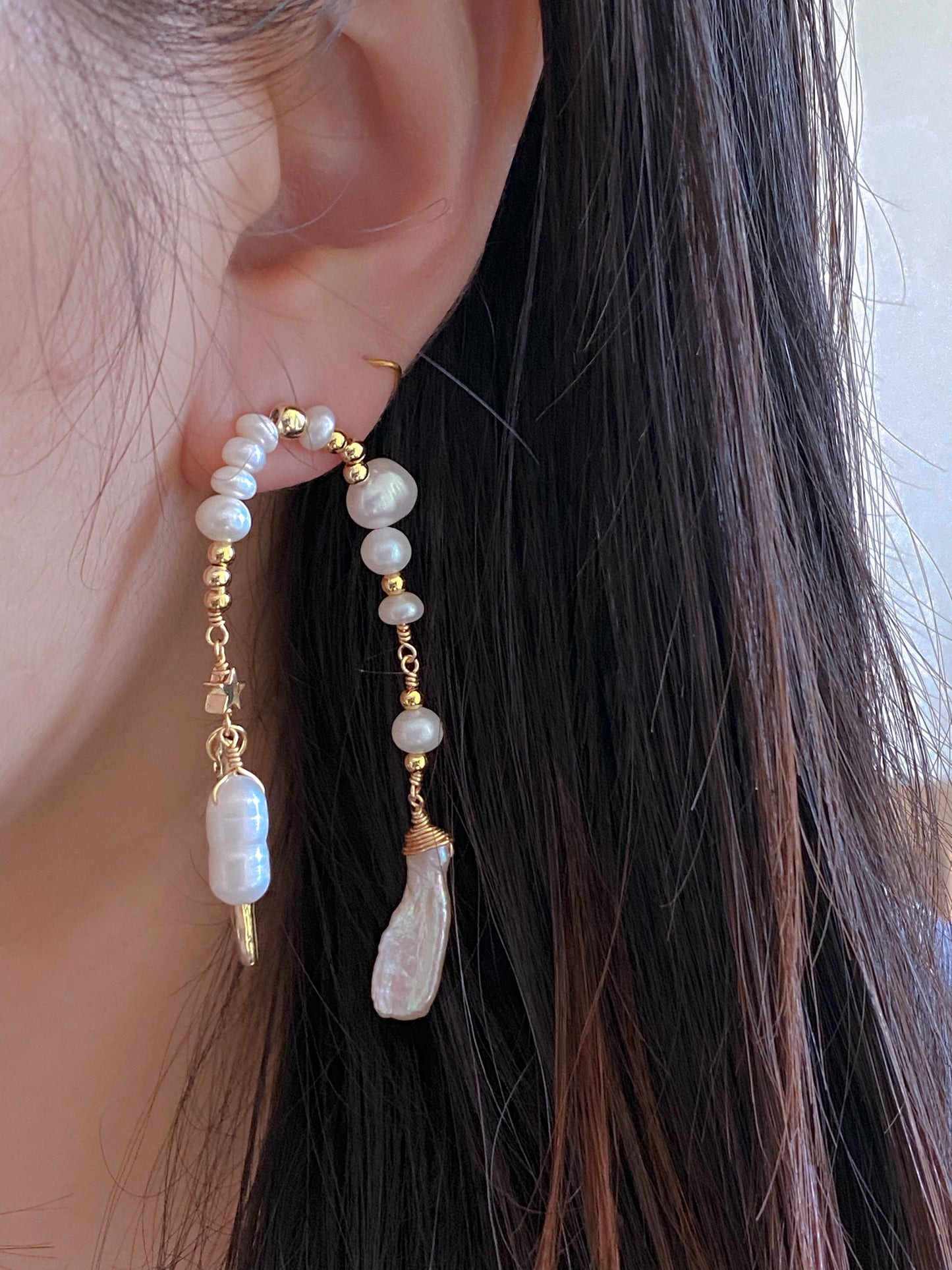 Natural freshwater baroque pearls rainbow vintage earring,gift for her, christmas gift