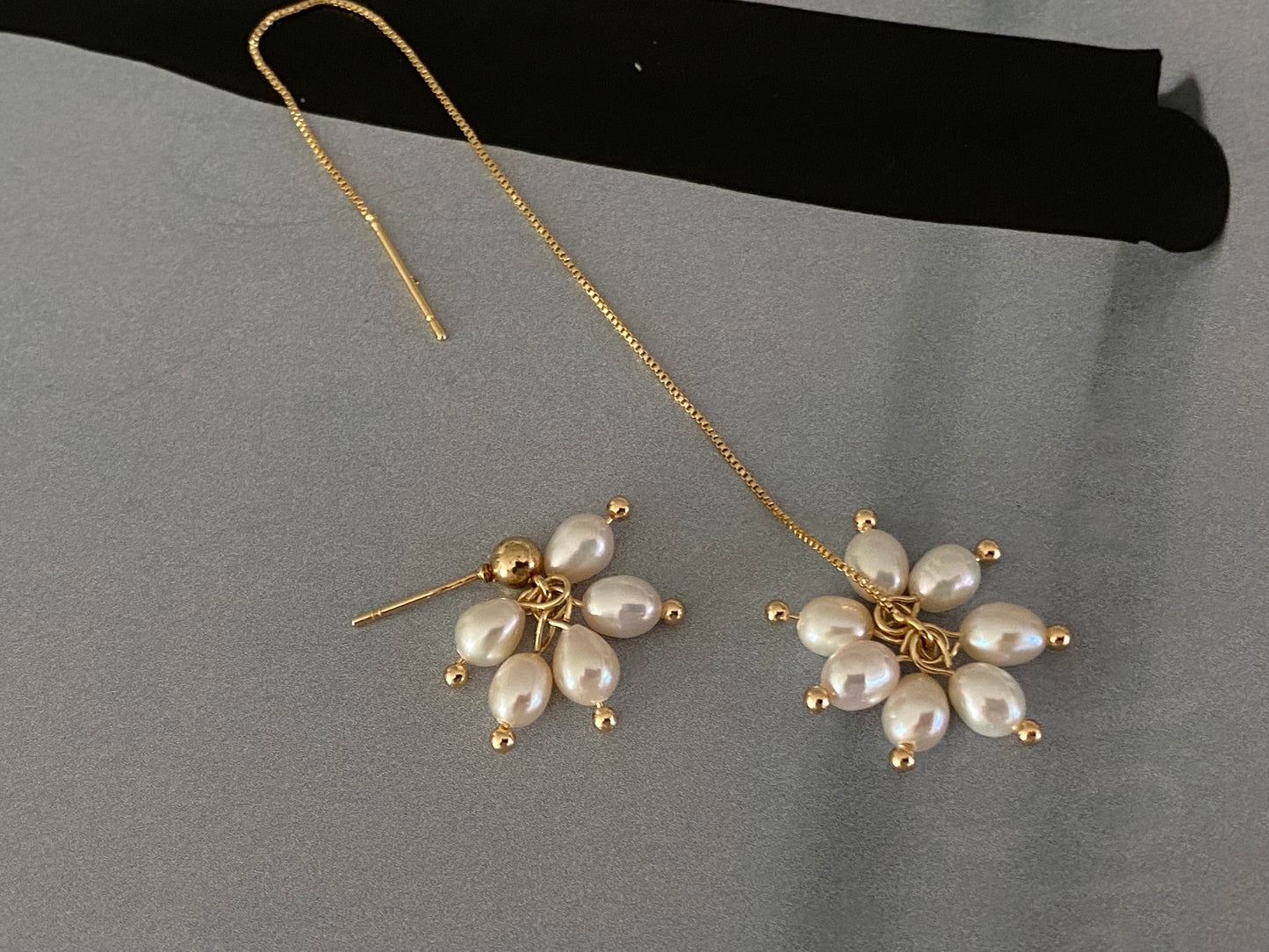 summer fun freshwater pearls firework style A and B dangle drop studd earrings, gift for her