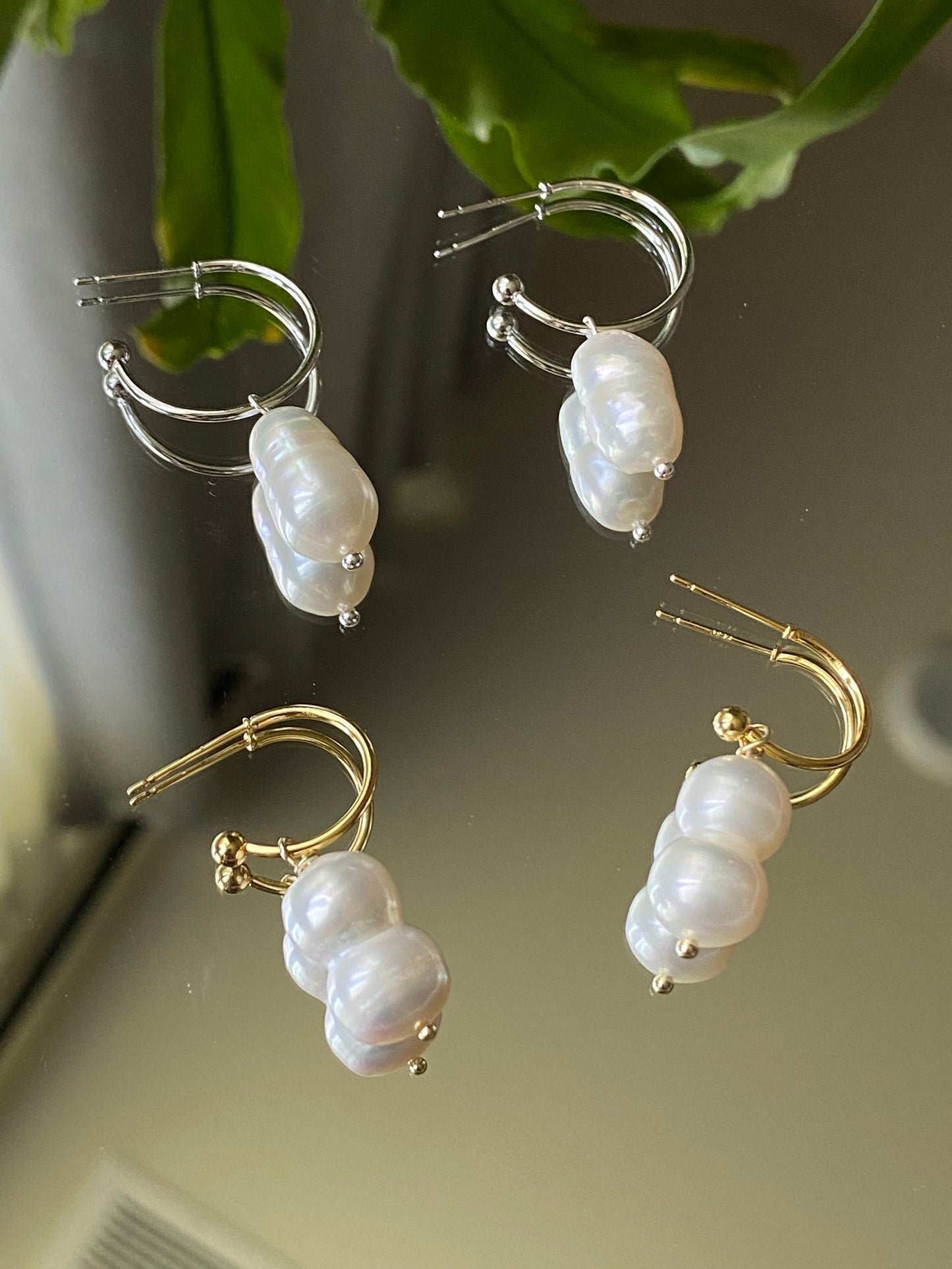 Natural freshwater pearls baroque dangle earring, Large Baroque Pearl, White Baroque Pearl, Wedding Earrings, June Birthstone, Bridesmaid Earrings