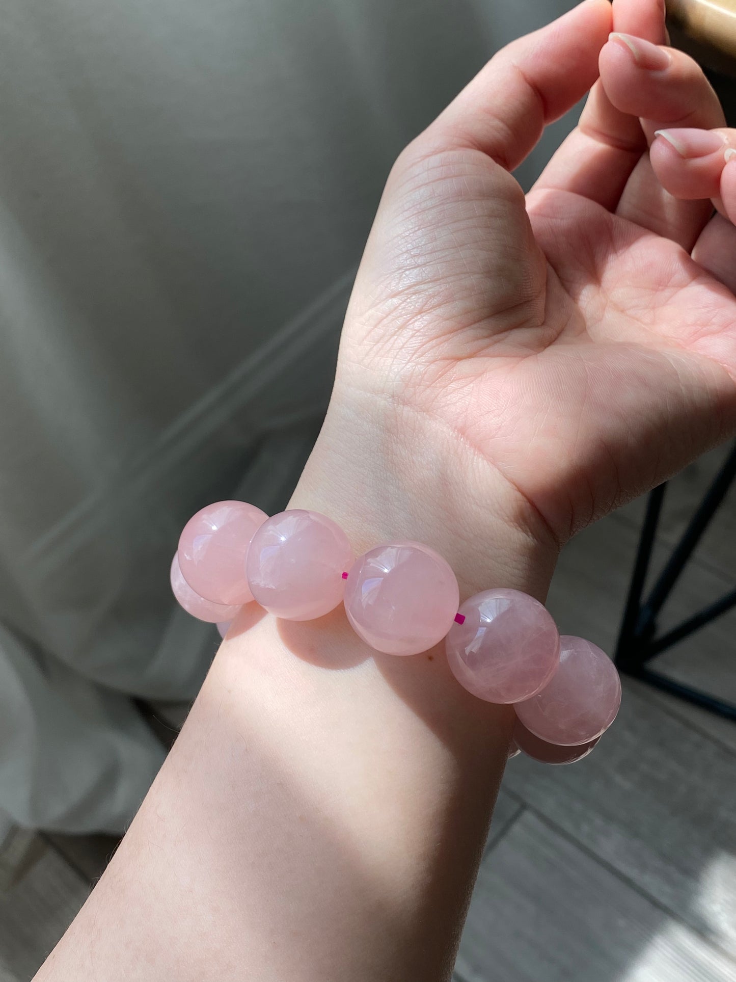 20mm Gym Huge size Natural Rose Quartz,pink crystal Round Bead Bracelet,gift for her sphere on wristen