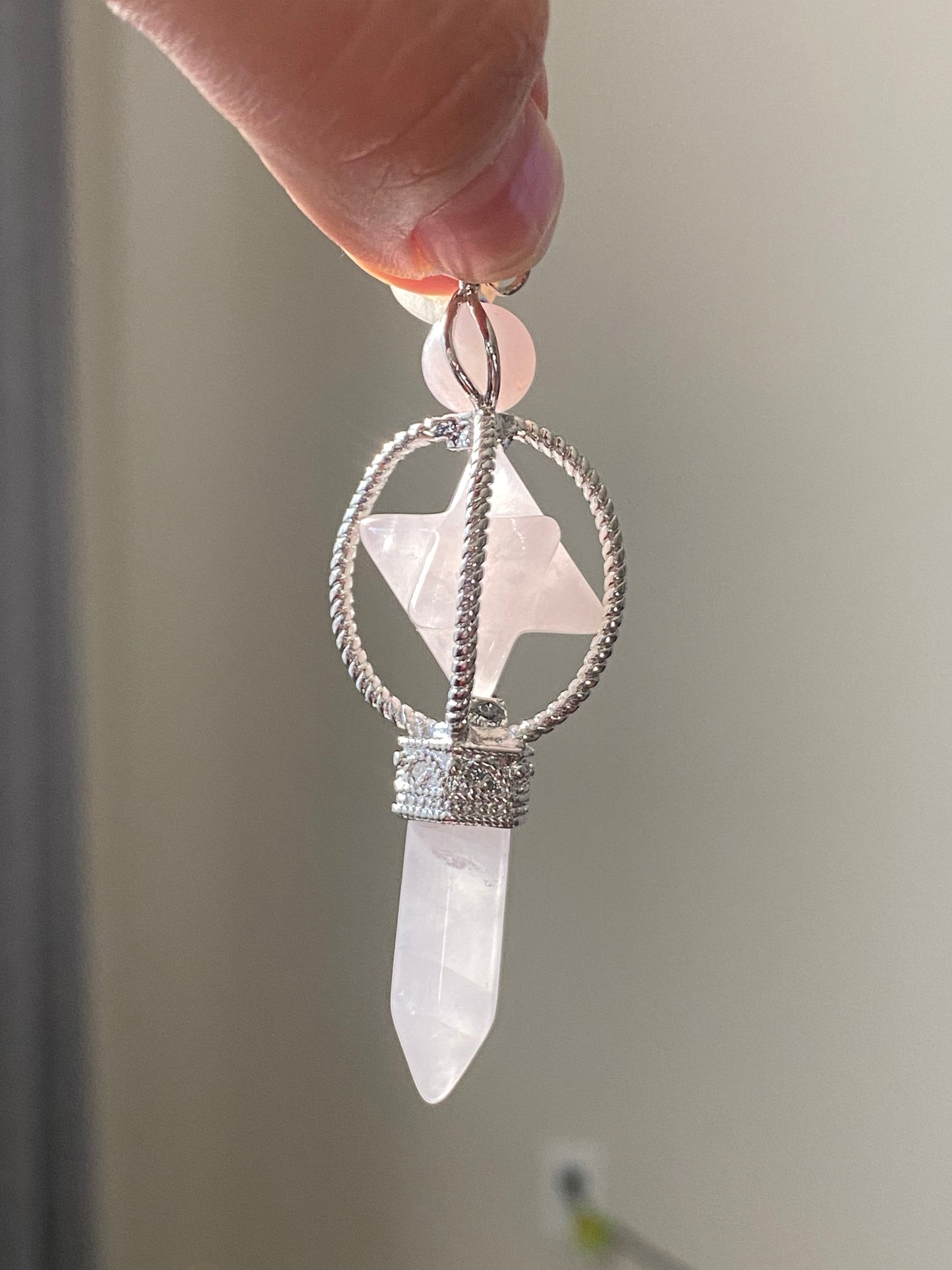 Natural crystal hand carved star Pendulum dangle earring single pieces,crystal healing earring