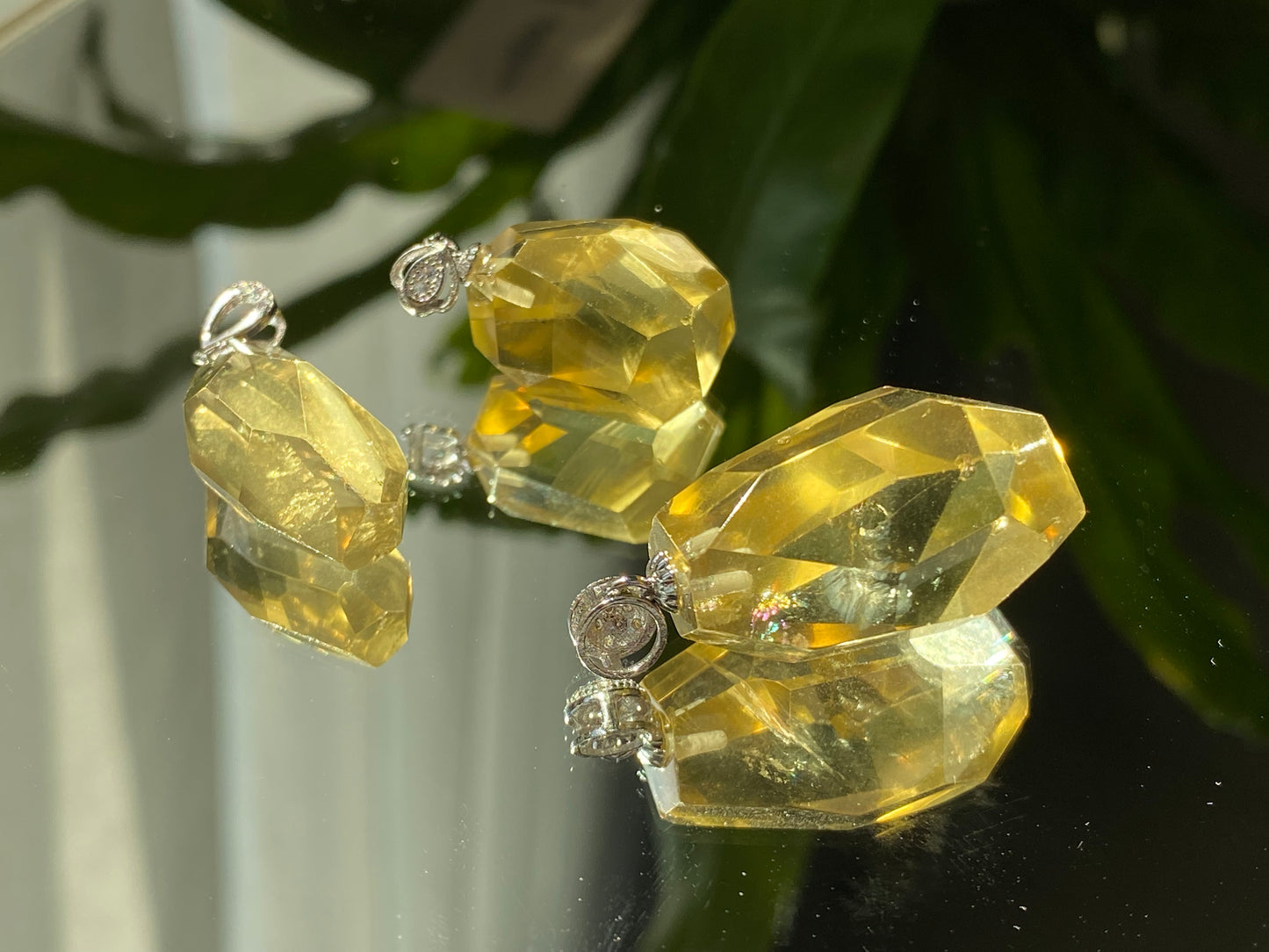 High Grade more clear natural lemon Citrine pendant hand carved Cutting Rectangular,Modified Brilliant shin,gift for her