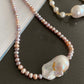 Fresh water pearls bright iridescent big baroque flame ball,fish tail baroque luster with gold pearls necklace