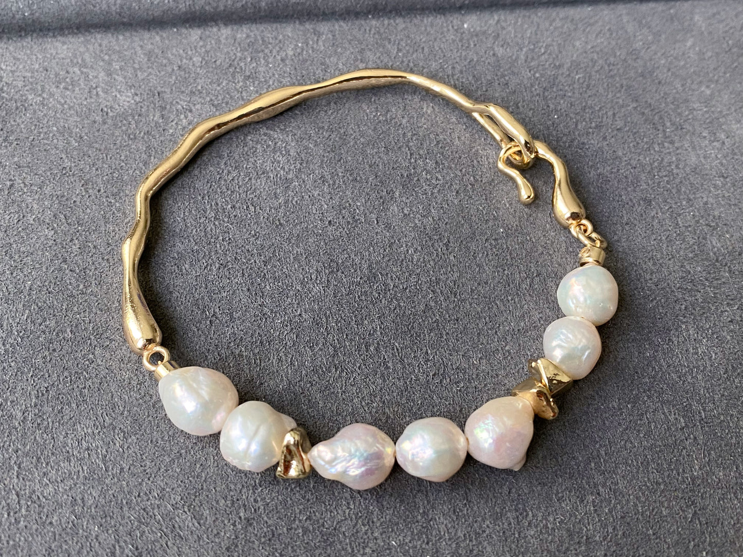 Natural freshwater baroque pearls Lava 14K gold filled bracelet,morther's day gift,wedding gift