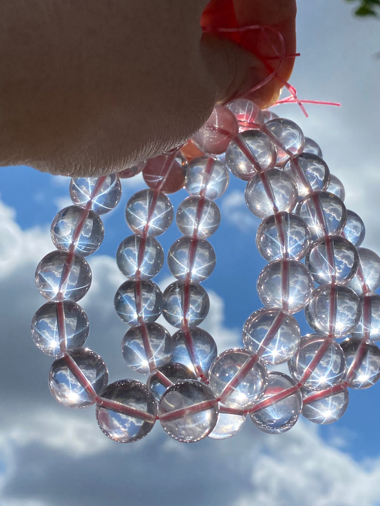 High Grade Star Rose Quartz,Hexagram Fire Rose Quartz,Fire Element Crystal,Pink Heart Chakra Round Beaded Bracelet