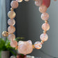 Natural sakura agate, flower agate hand carved kitty cat head beads bracelet,custom made