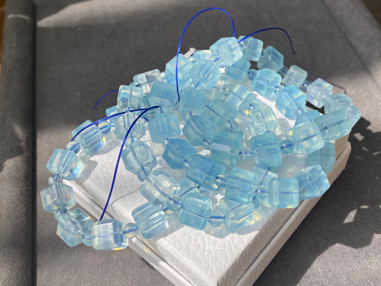 10MM Natural high clear grade square cube shape sky blue Aquamarine bracelet,gift for her,Valentine's Day gift