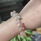 Natural Sakura Agate,flower agate hand carved couple shy bear beads bracelet,gift for her