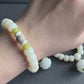 Natural white Bodhi root polished square round bead bracelet,prayer mala Yoga Meditation Balancing with Lotus Sculp