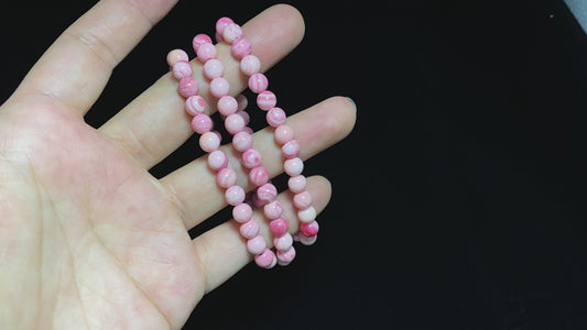 pink queen conch shell round long bead bracelet necklace