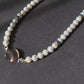 Almost Round Natural Pearls with Black mother of pearls Vintage Multiple Use Choker Necklace