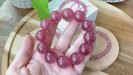 AAAA Grade Natural Rainbow Flash Strawberry Quartz with full seed Gemstone Healing Bracelet 7mm,8mm,10mm,11mm,18mm