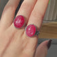 Top Grade Rare Natural Red Rhodonite Cat eye Fire Sterling Silver  S925 Statement Ring Birthday Aniversary gift