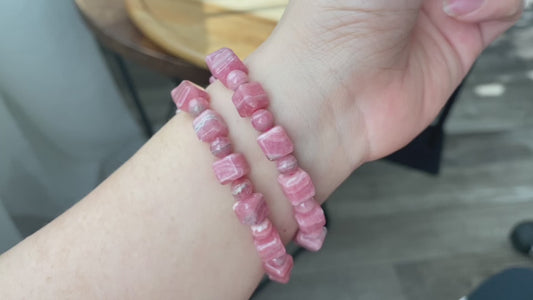 AAAA grade natural Rhodochrosite square pork belly bead bracelet handmade