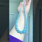Natural Aquamarine Ocean Blue sky blue gradient Mixed size Bead Healing Crystal Necklace 5-13MM,gift for her