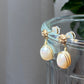 14k gold rose pearl drop earring
